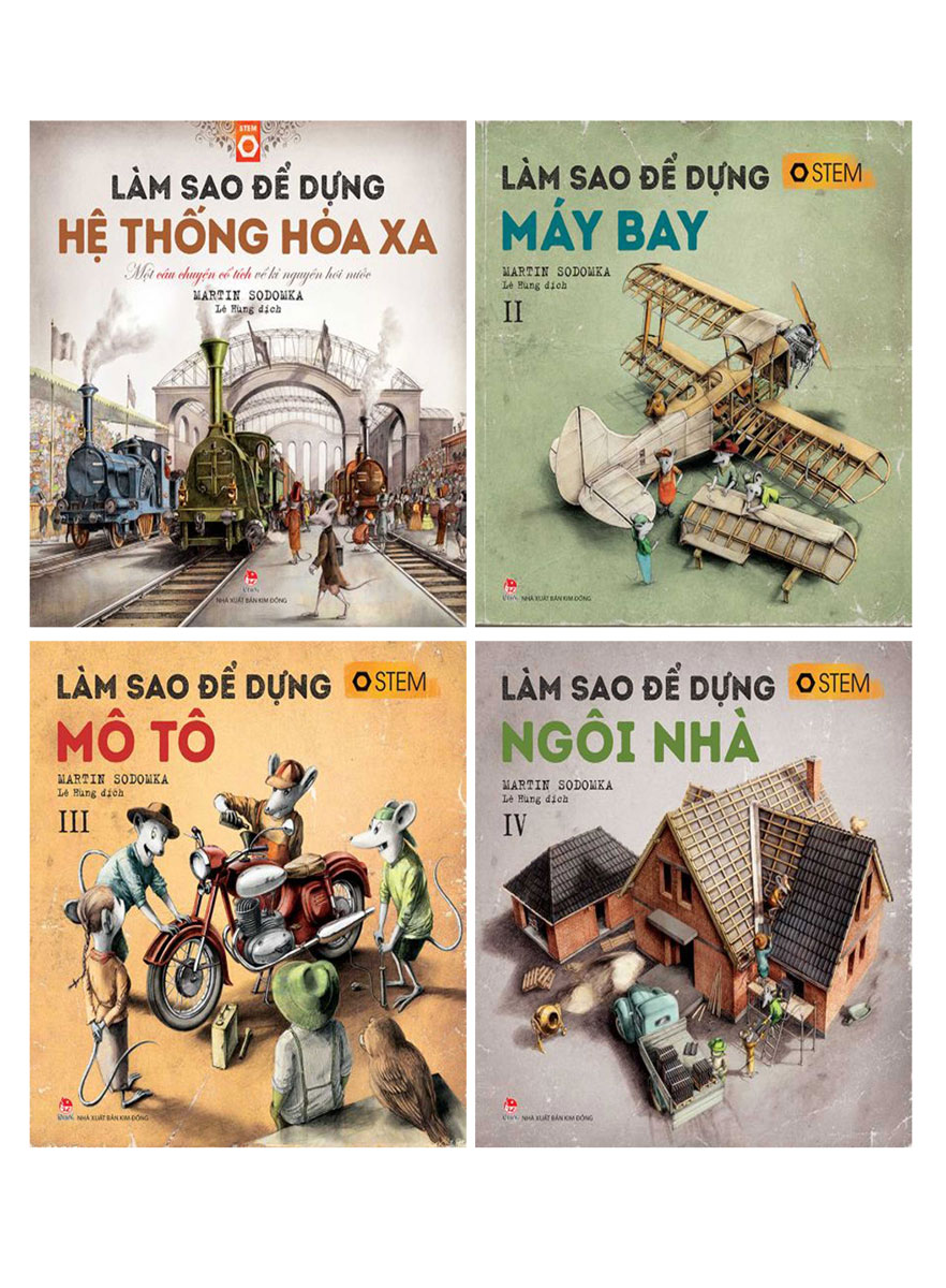 Combo Làm Sao Để Dựng: Mô Tô + Máy Bay + Ngôi Nhà + Hệ Thống Hỏa Xa (Bộ 4 Cuốn)