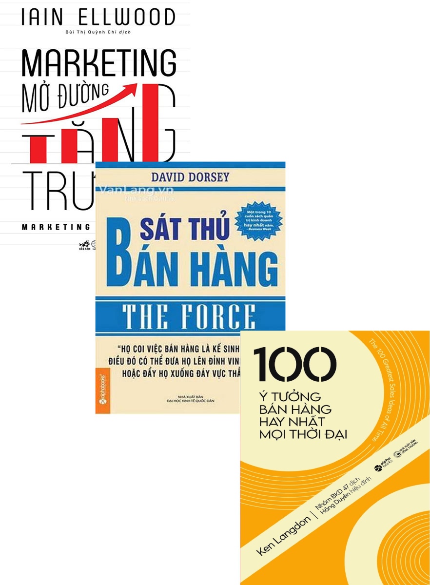 Combo 100 Ý Tưởng Bán Hàng Hay Nhất Mọi Thời Đại + Sát Thủ Bán Hàng + Marketing Mở Đường Tăng Trưởng (Bộ 3 Cuốn)