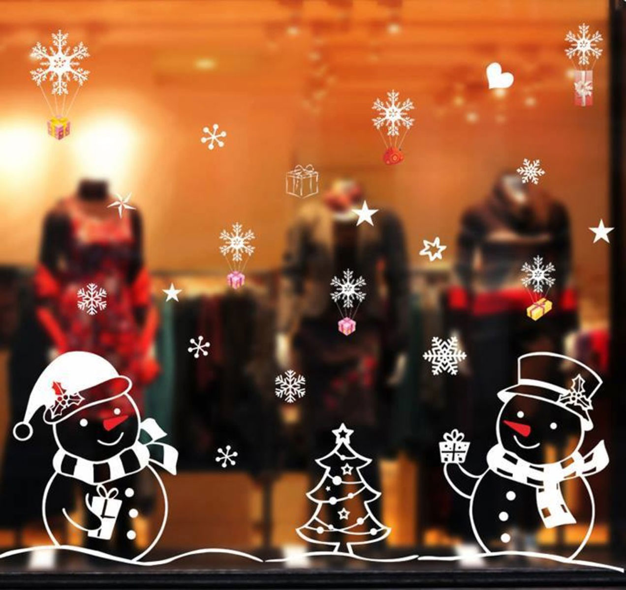 Decal Trang Trí Noel Người Tuyết Và Quà Noel