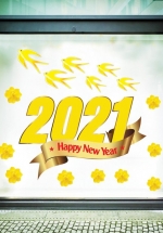 Decal Trang Trí Tết Happy New Year 2021 Tân Sửu