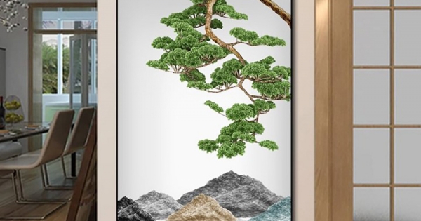 Tranh Treo Tường Cây Tùng Trên Núi