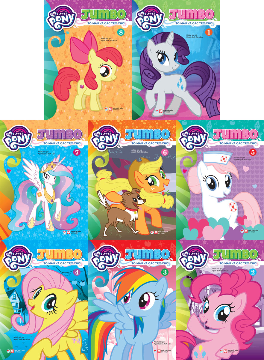 ComBo My Little Pony - Jumbo Tô Màu Và Các Trò Chơi - Có Đề Can Dán (Bộ 8 Cuốn)