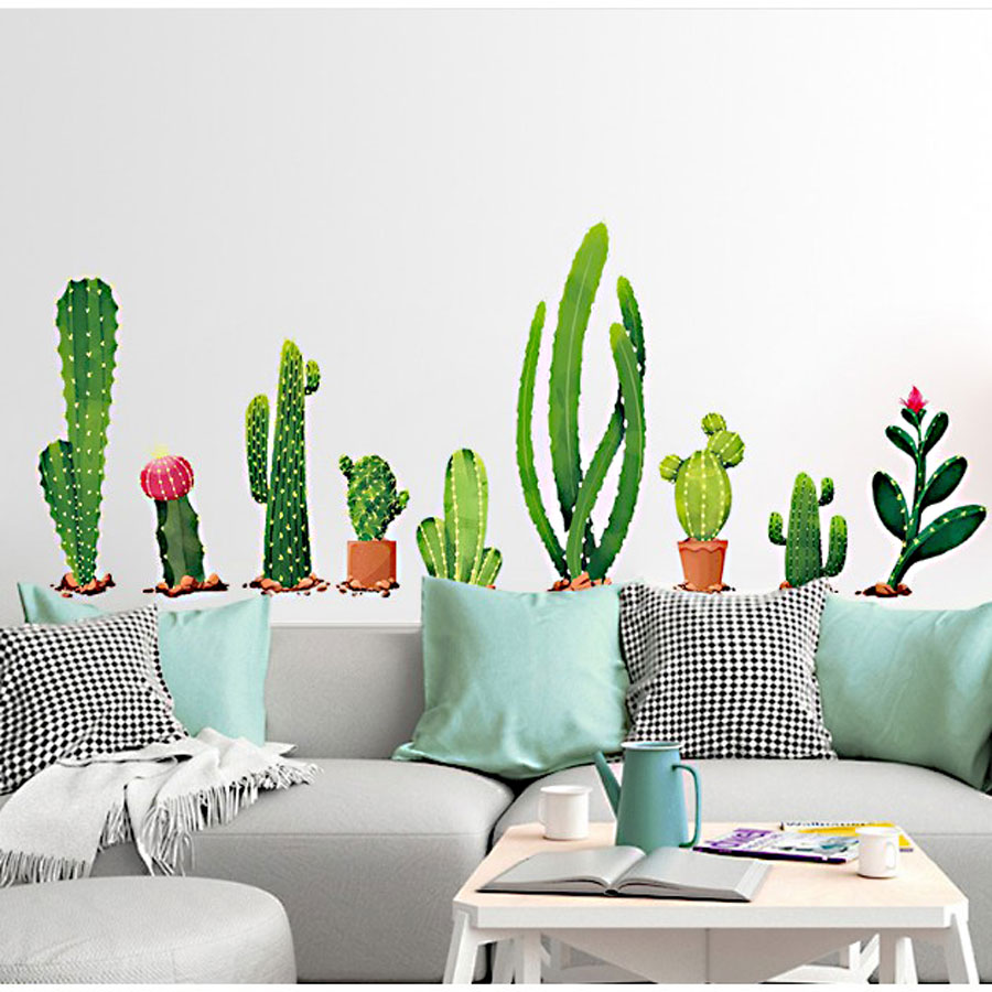 Decal Trang Trí Cây Xương Rồng Nhánh Dài