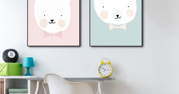 Tranh Canvas Treo Tường Gấu Và Thỏ