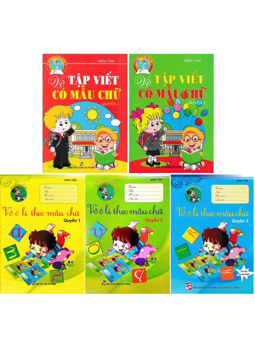 Combo Vở Ô Li + Vở Tập Viết Theo Mẫu Chữ (Bộ 5 Cuốn)