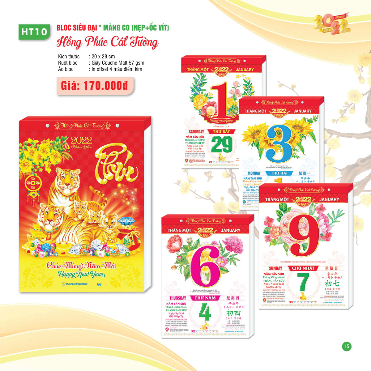 Lịch Bloc Siêu Đại 2022 (20 x 28 cm) - Hồng Phúc Cát Tường - NS10