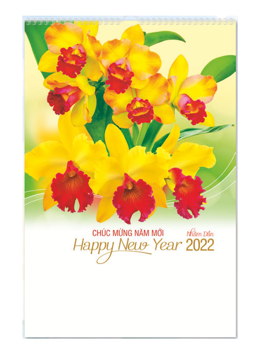 Lịch Lò Xo 7 Tờ 2022 (40 x 60 cm) - Hoa Lan - NS93