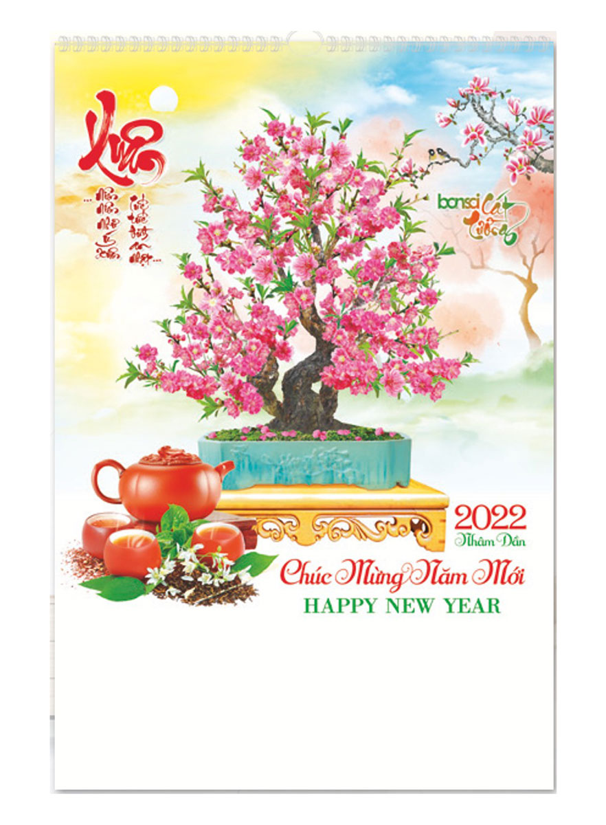 Lịch Lò Xo 7 Tờ 2022 (40 x 60 cm) - Bonsai Cát Tường - NS91