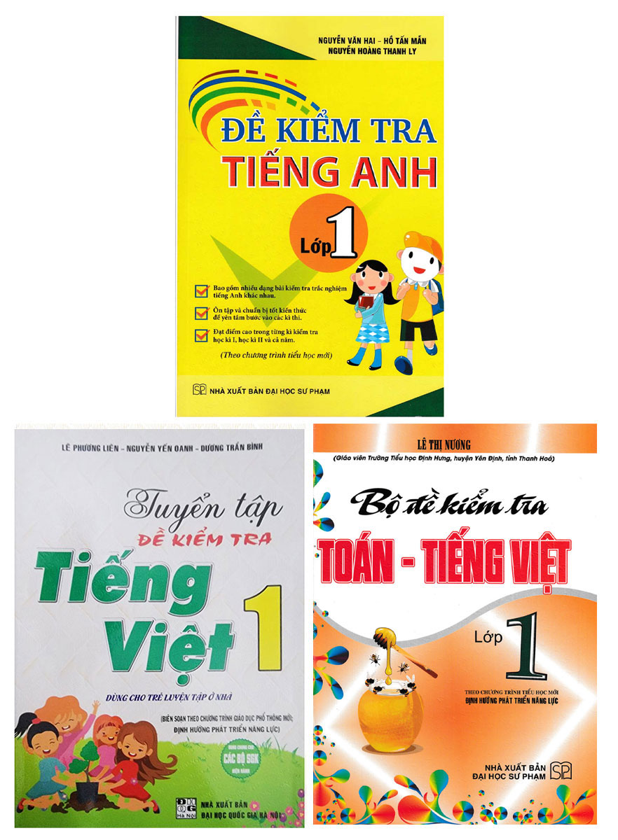 Combo Đề Kiểm Tra Toán - Tiếng Việt - Tiếng Anh Lớp 1 (Bộ 3 Cuốn)