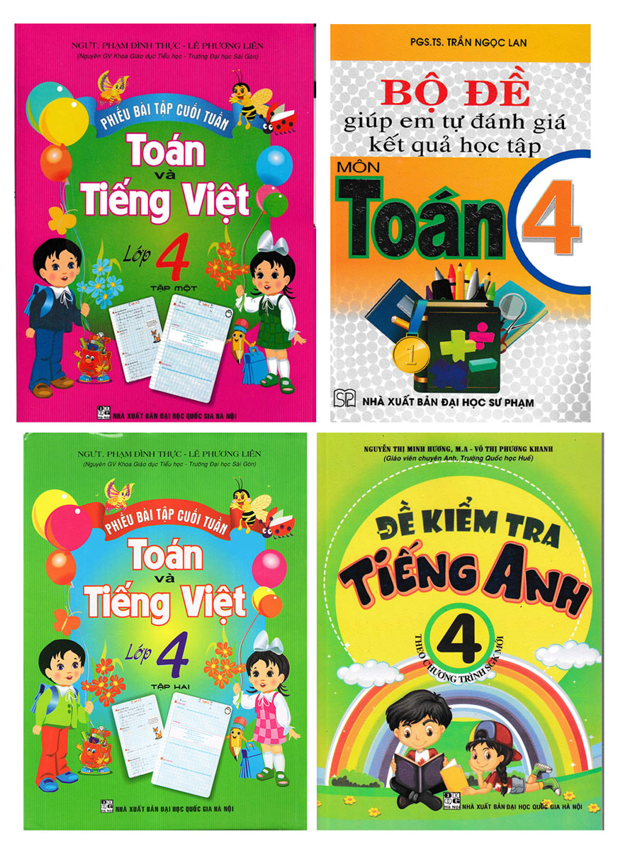 Combo Đề Kiểm Tra Toán - Tiếng Việt - Tiếng Anh Lớp 4 (Bộ 4 Cuốn)