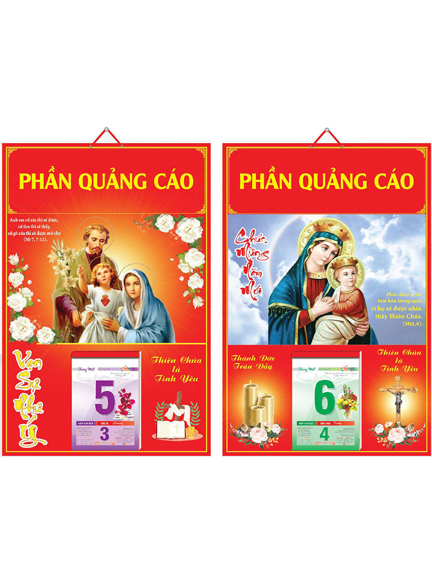 Bìa Treo Lịch In Offset (40 x 60cm) Gắn Bloc Lịch 2022 - KNS109-KNS110 (Tặng Kèm Bloc)