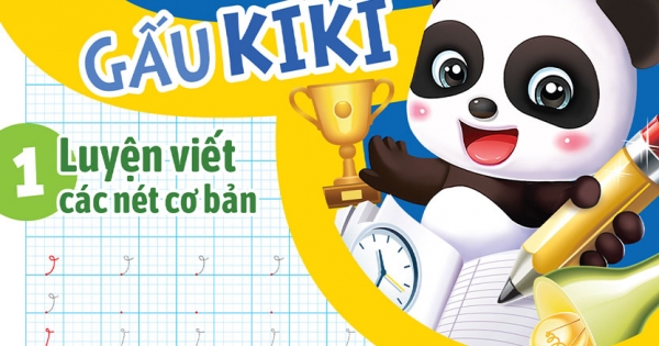 Phiếu Luyện Viết Cùng Gấu Kiki 1 - Luyện Viết Các Nét Cơ Bản - Sẵn Sàng Cho Bé Vào Lớp 1