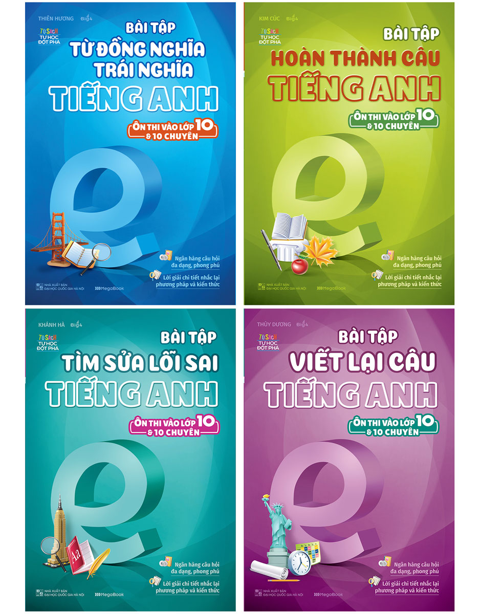 Combo Bài Tập Tiếng Anh Ôn Thi Vào 10 Và 10 Chuyên - Bộ 1 (4 Cuốn)