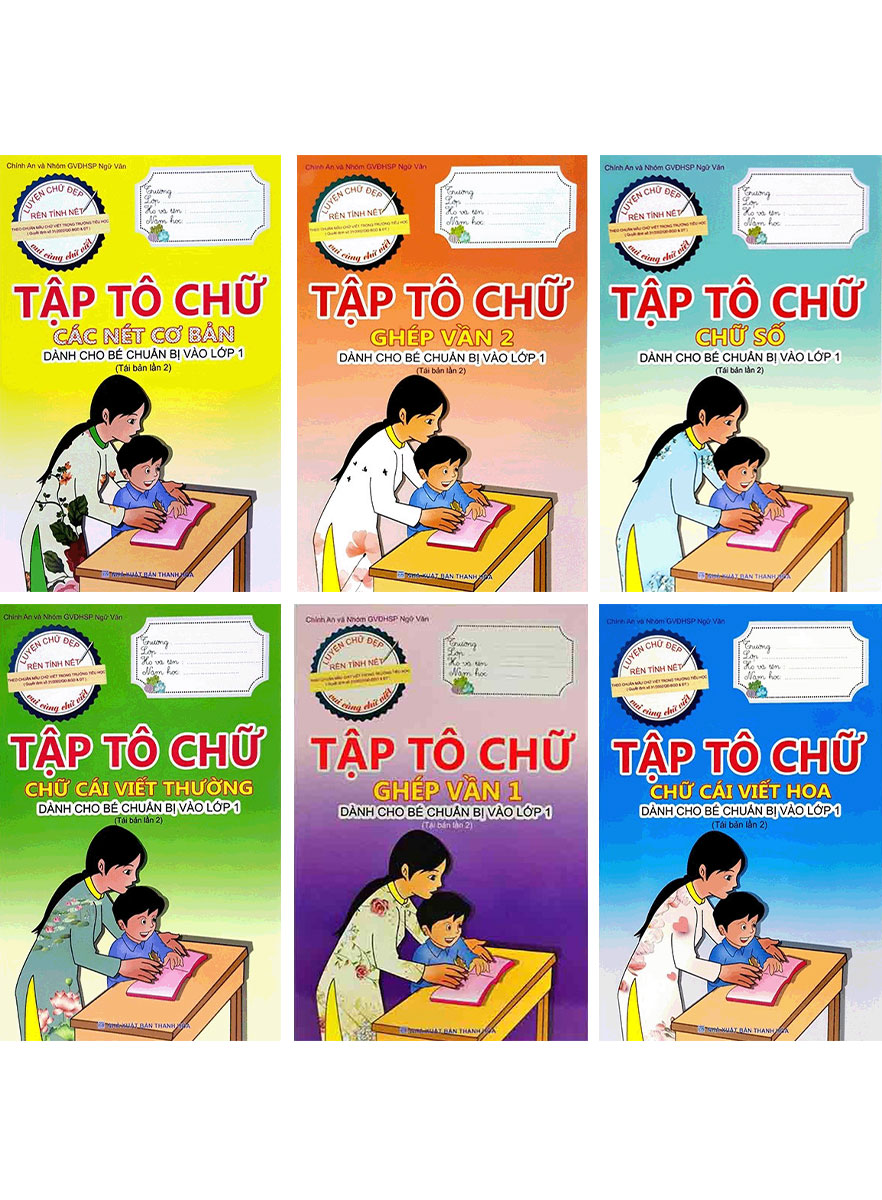 Combo Tập Tô Chữ - Trọn Bộ 6 Cuốn (Dành Cho Bé Chuẩn Bị Vào Lớp 1)