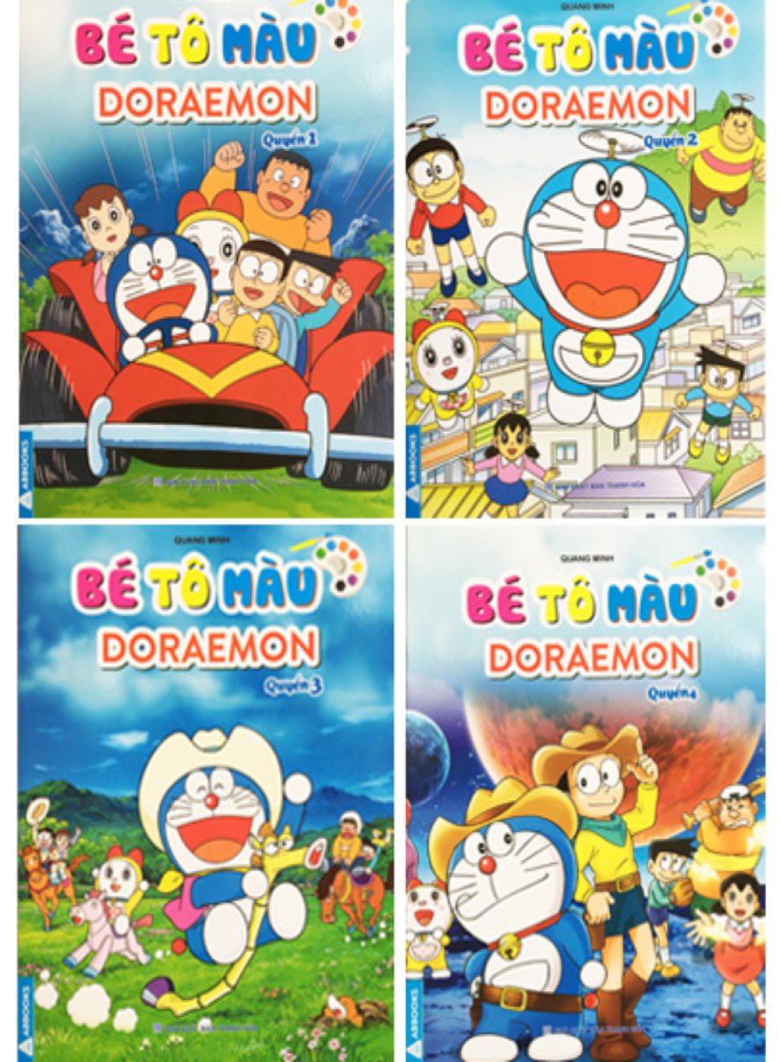 Tranh cho bé tô màu Doraemon ngủ trên mặt trăng « in hình này