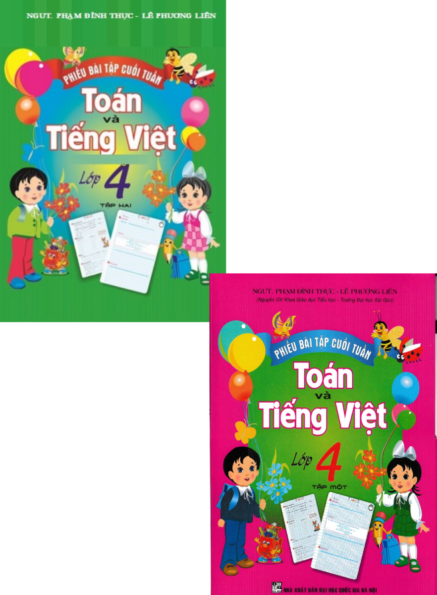 Combo Phiếu Bài Tập Cuối Tuần Toán - Tiếng Việt Lớp 4 (Bộ 2 Cuốn)