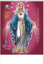 Lịch Nẹp Thiếc 5 Tờ 2023 (45 x 70 cm) - Mẹ Đầy Ân Sủng Thiên Chúa Ở Cùng Mẹ - NSH95