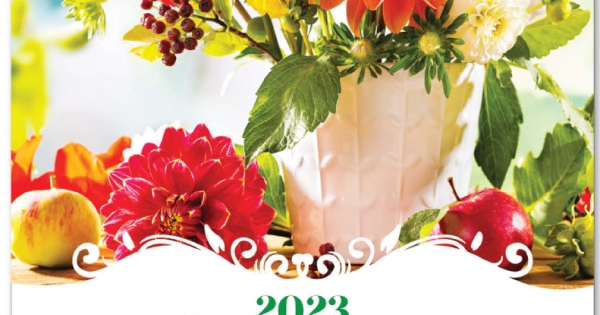Lịch Nẹp Thiếc 7 Tờ 2023 (40 x 60 cm) - Sắc Hoa Tươi Thắm - NSH68, NSH70, NSH72, NSH74 - In Quảng Cáo Logo Theo Yêu Cầu