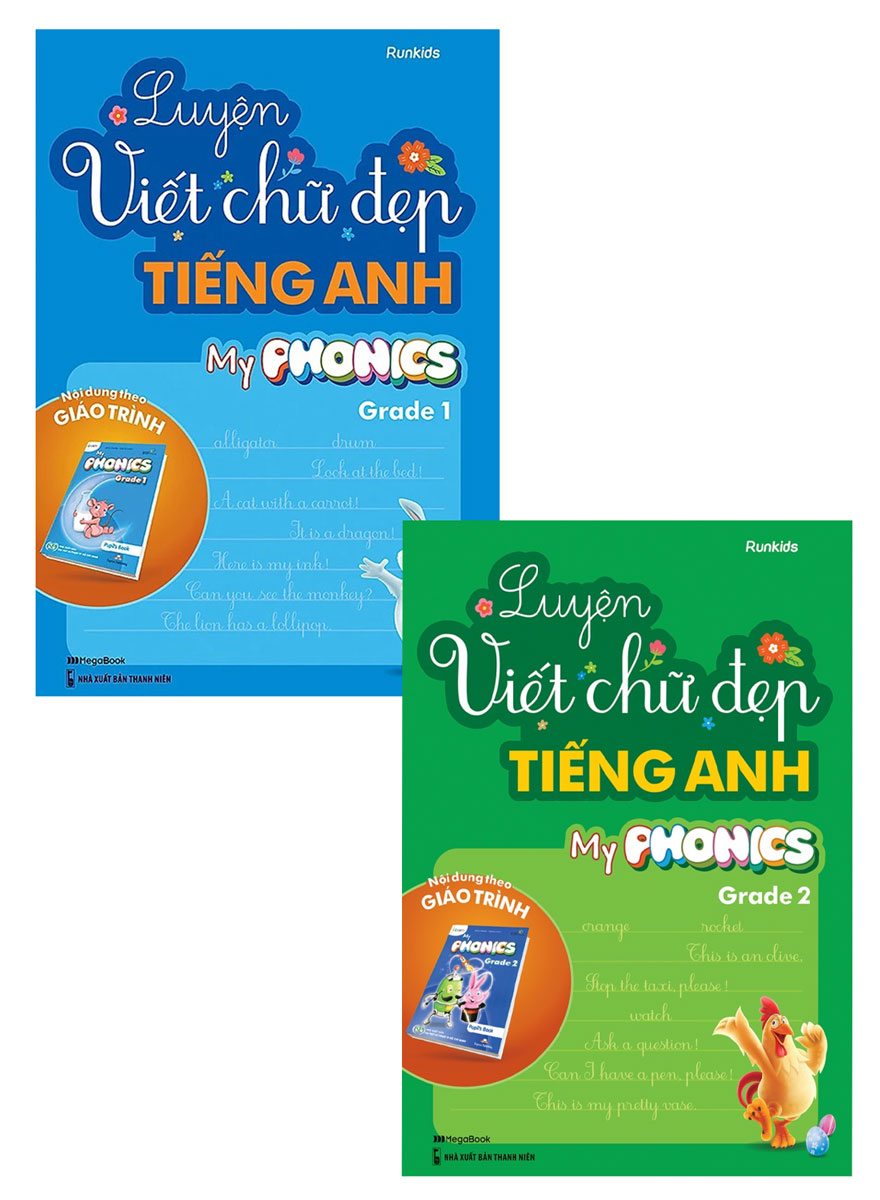 Combo Bộ 2 Cuốn Luyện Viết Chữ Đẹp Tiếng Anh - My Phonics Grade ( Tập 1 + Tập 2) 