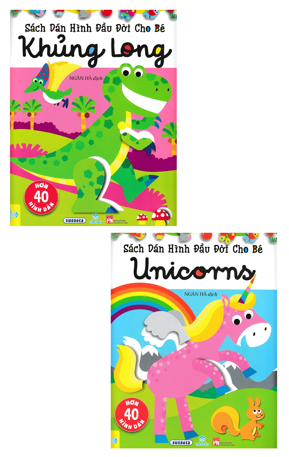 Combo Sách Dán Hình Đầu Đời Cho Bé - Khủng Long + Unicorns (Bộ 2 Cuốn)