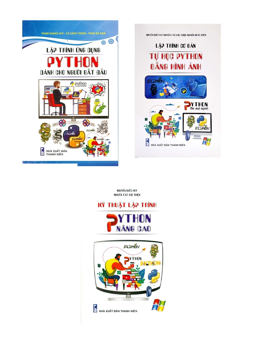 Combo Python Dành Cho Người Bắt Đầu + Lập Trình Cơ Bản - Tự Học Python Bằng Hình Ảnh + Kỹ Thuật Lập Trình Python Nâng Cao (Bộ 3 Cuốn)