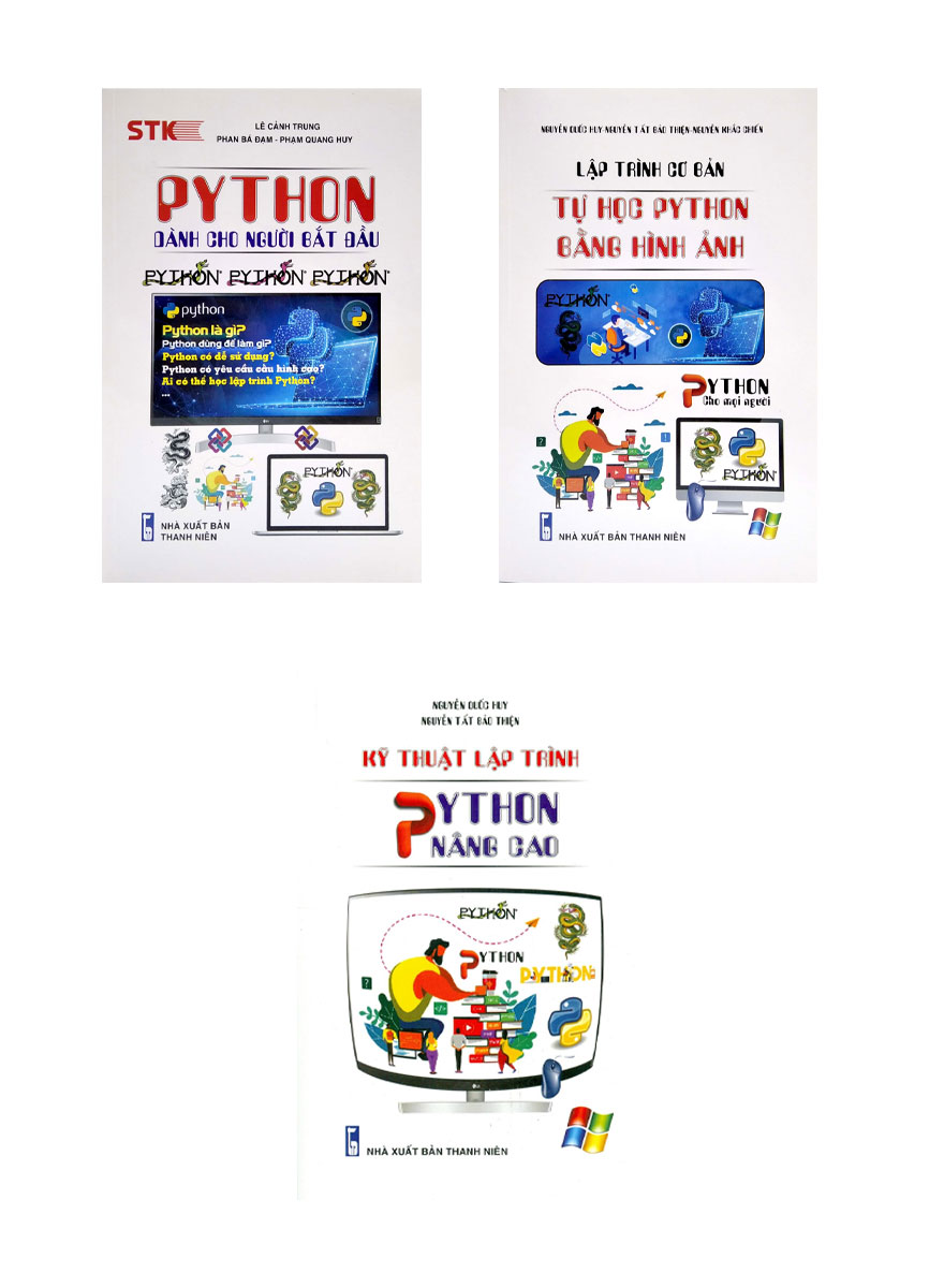 Combo Python Dành Cho Người Bắt Đầu + Lập Trình Cơ Bản - Tự Học Python Bằng Hình Ảnh + Kỹ Thuật Lập Trình Python Nâng Cao (Bộ 3 Cuốn)