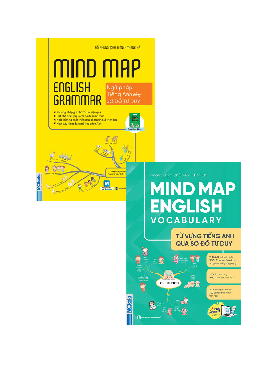 Combo Mind Map English Grammar - Ngữ Pháp Tiếng Anh Bằng Sơ Đồ Tư Duy + Mind Map English Vocabulary - Từ Vựng Tiếng Anh Qua Sơ Đồ Tư Duy (Bộ 2 Cuốn)