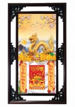Lịch Gỗ Cao Cấp 2025 Rồng Vàng Khung Đôi (52 x 82 cm) - NS10