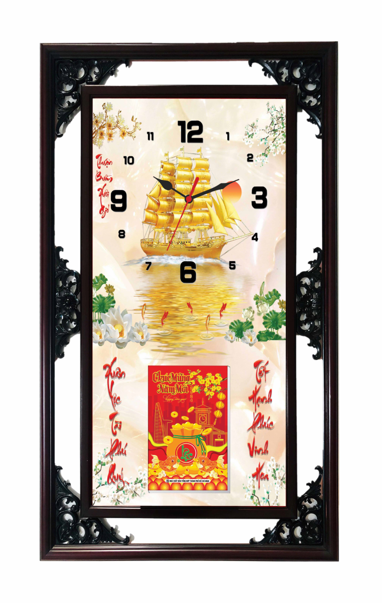 Lịch Gỗ Tết 2025 Phù Điêu Đồng Hồ - Thuận Buồm Xuôi Gió (52 x 82 cm) - NSDH20