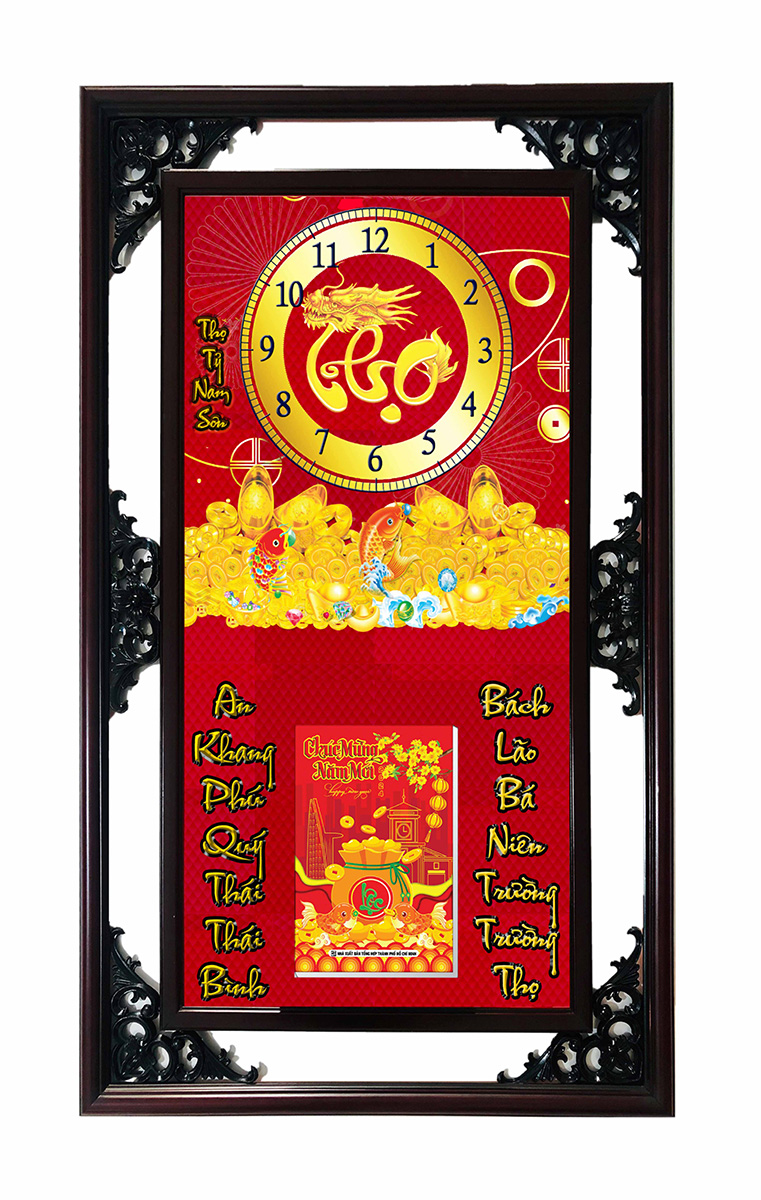 Lịch Gỗ Tết 2025 Phù Điêu Đồng Hồ - Thọ Tỷ Nam Sơn (52 X 82 Cm) - Nsdh19