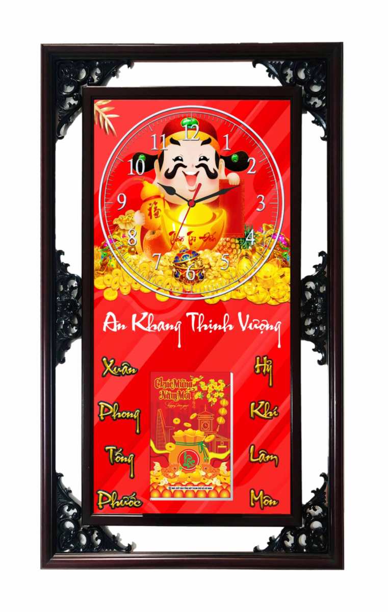 Lịch Gỗ Tết 2025 Phù Điêu Đồng Hồ - An Khang Thịnh Vượng (52 x 82 cm) - NSDH18