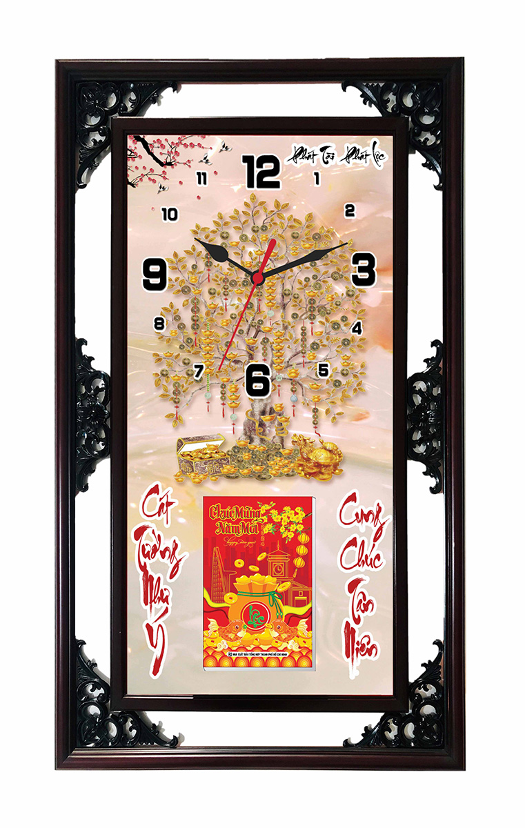 Lịch Gỗ Tết 2025 Phù Điêu Đồng Hồ - Phát Tài Phát Lộc (52 X 82 Cm) - Nsdh13