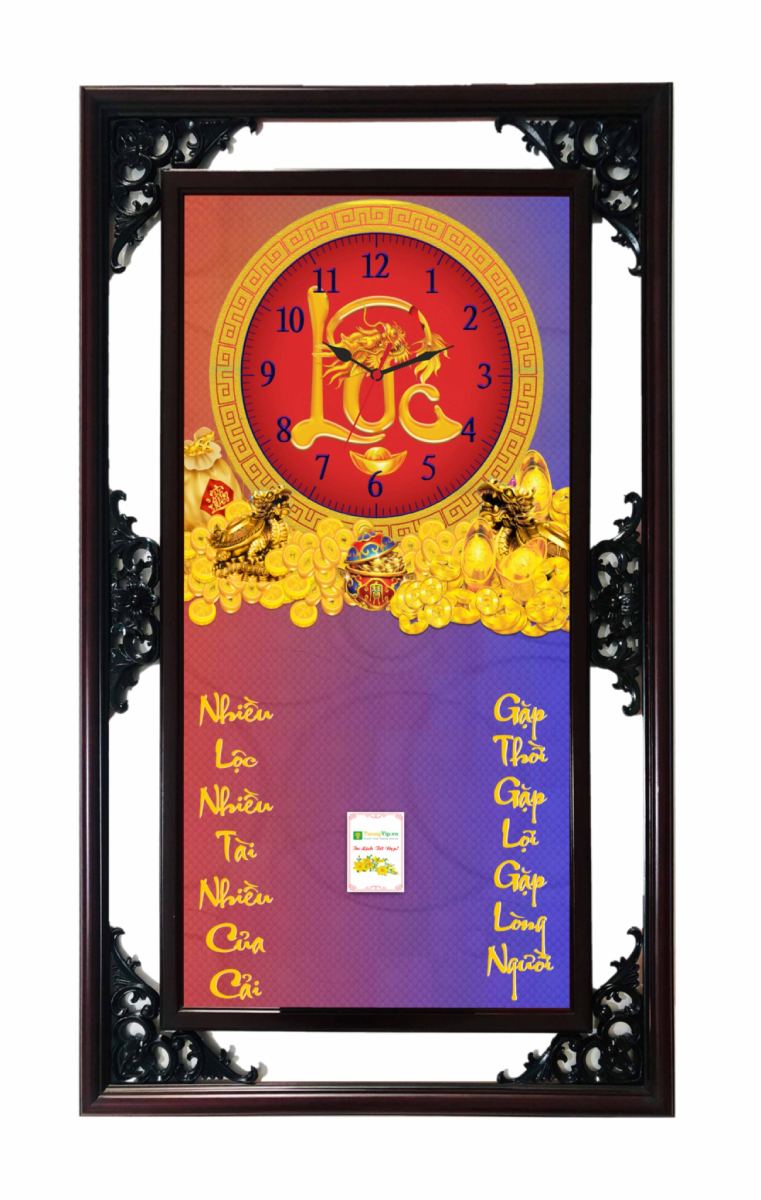 Lịch Gỗ Tết 2025 Phù Điêu Đồng Hồ - Chữ Lộc (52 X 82 Cm) - Nsdh08