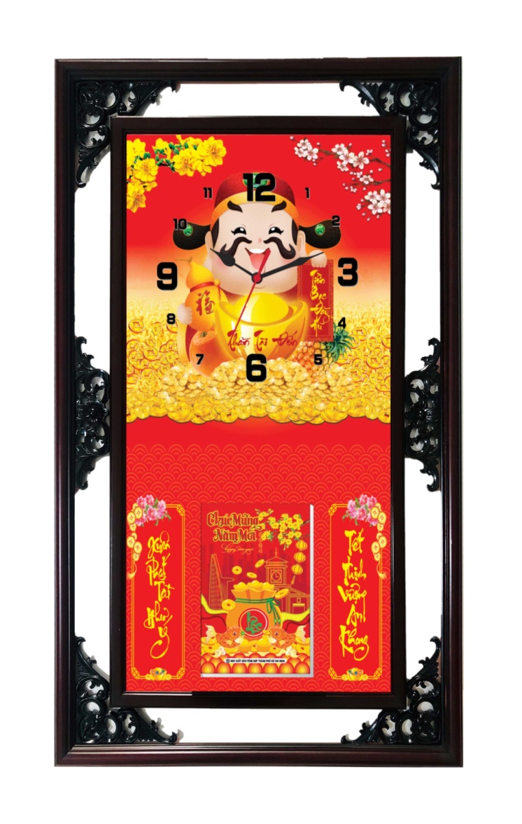 Lịch Gỗ Tết 2025 Phù Điêu Đồng Hồ - Thần Tài Đến (52 X 82 Cm) - Nsdh07