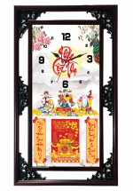 Lịch Gỗ Tết 2025 Phù Điêu Đồng Hồ - Phúc Lộc Thọ (52 x 82 cm) - NSDH03