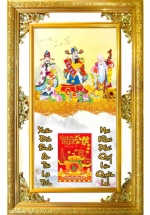 Lịch Gỗ Phù Điêu Treo Tường Cao Cấp Khung Đôi Vàng 2024 (56 x 86 cm) - Phúc Lộc Thọ (NS25)