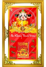 Lịch Gỗ Phù Điêu Đồng Hồ Cao Cấp Khung Đôi Vàng 2024 (52 x 82 cm) - An Khang Thịnh Vượng (NSDH07)