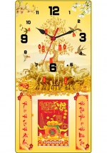 Lịch Gỗ Đồng Hồ Treo Tường Laminate Tráng Gương Bọc Viền Cao Cấp 2024 (39 x 79 cm) - Ngựa Vàng Và Cây Tài Lộc (NSDH11)