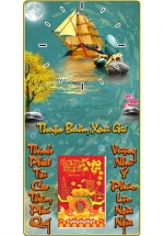 Lịch Gỗ Đồng Hồ Treo Tường Laminate Tráng Gương Bọc Viền Cao Cấp 2024 (39 x 79 cm) - Thuận Buồm Xuôi Gió (NSDH04)