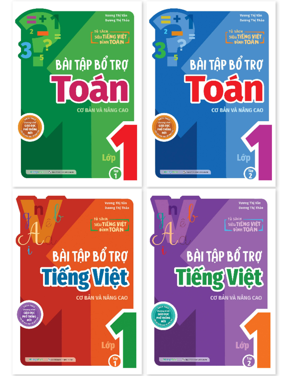 Combo Bài Tập Bổ Trợ Toán + Tiếng Việt Cơ Bản Và Nâng Cao Lớp 1 (Bộ 4 Cuốn)