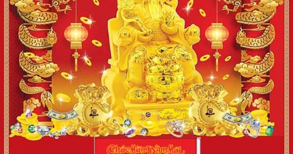 Lịch Gỗ Tết 2025 Tráng Gương Treo Tường Laminate - Thần Tài Đến (40 x 60 cm) - In Quảng Cáo Logo Theo Yêu Cầu