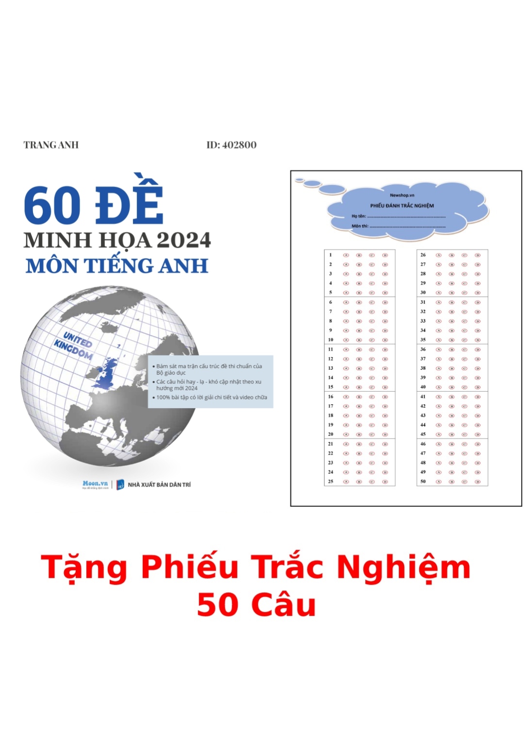 60 Đề Minh Hoạ 2024 Môn Tiếng Anh + Tặng Phiếu Trắc Nghiệm 50 Câu