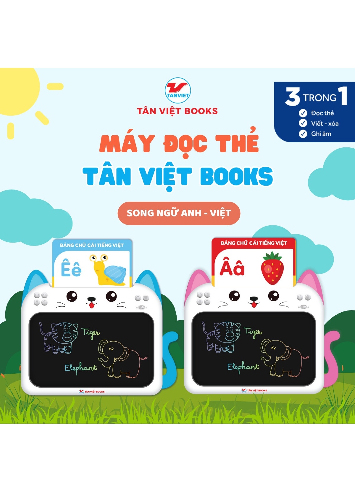 Máy Đọc Thẻ - Viết - Xóa - Ghi Âm 3 Trong 1 (Song Ngữ Anh - Việt) 