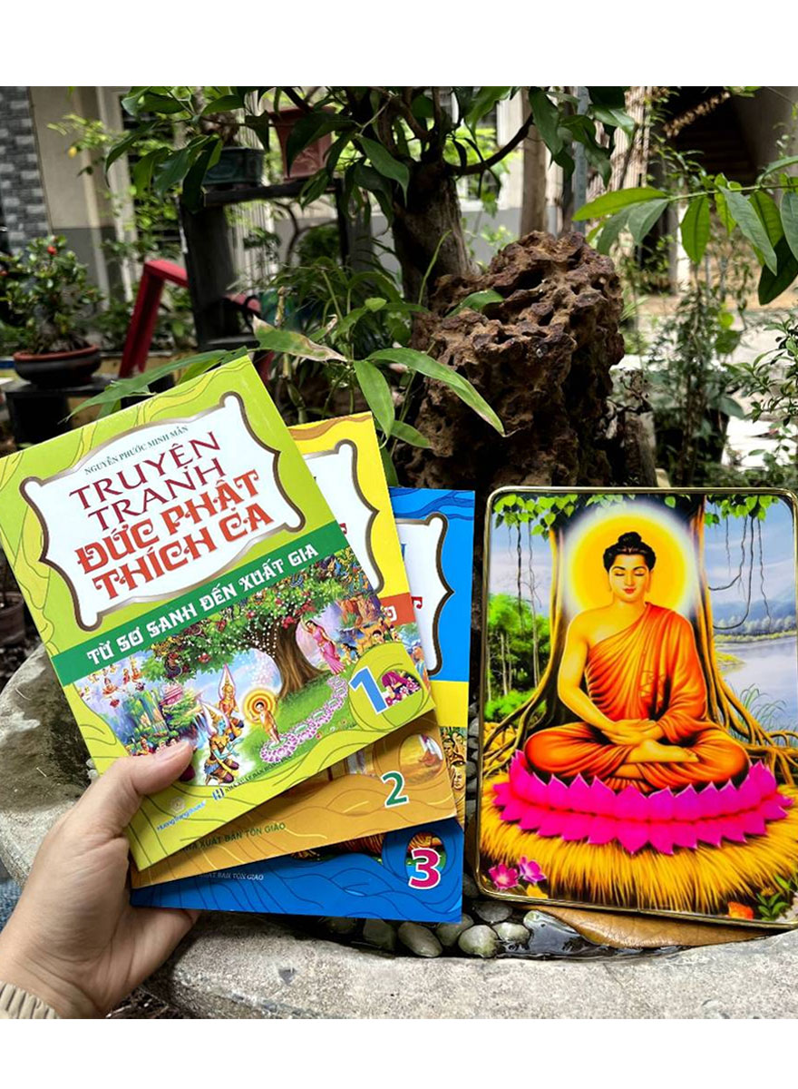 Combo Bộ 3 Cuốn Truyện Tranh Đức Phật Thích Ca + Tranh Để Bàn Đức Phật Thích Ca