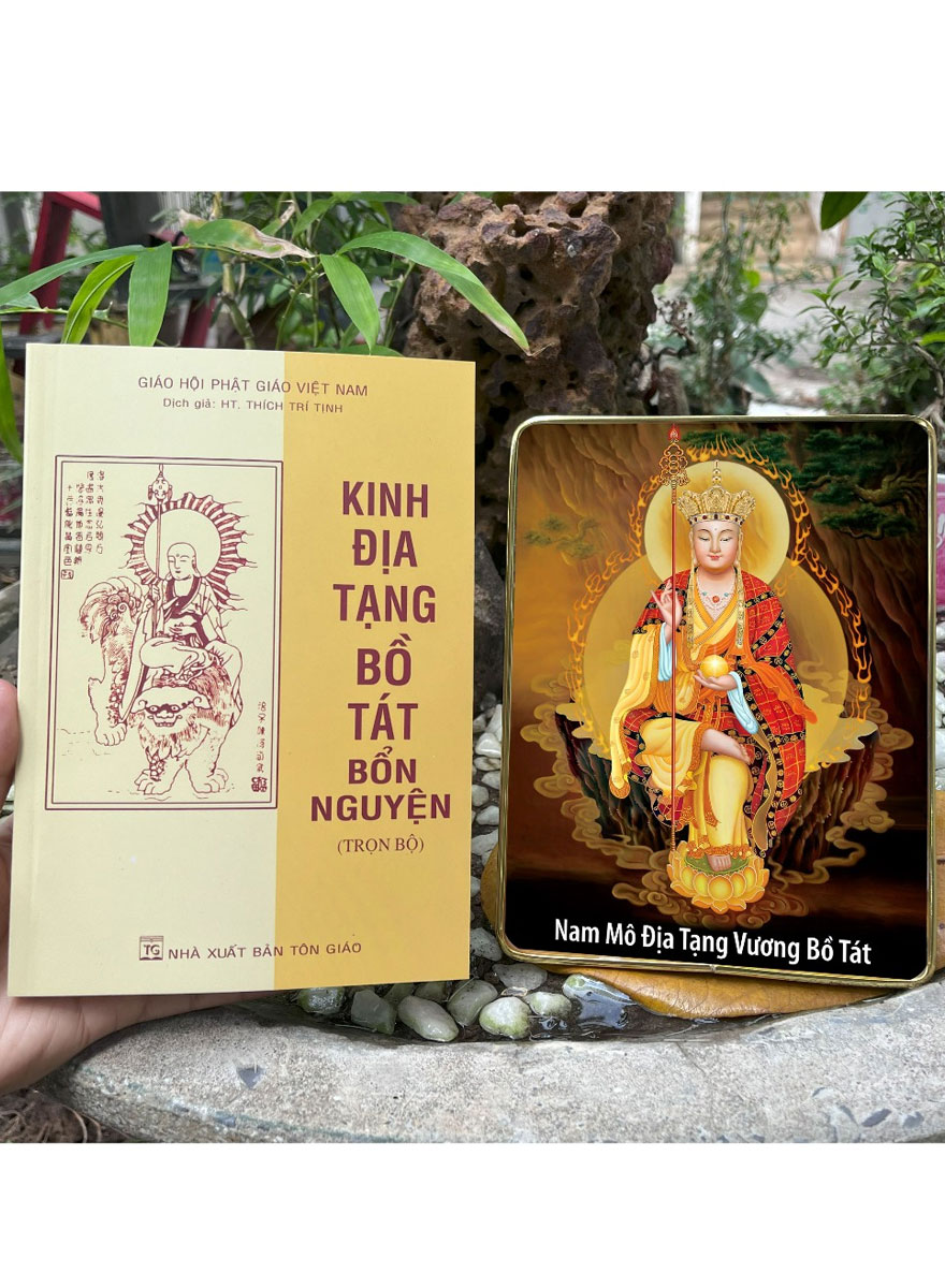 Combo Kinh Địa Tạng Bồ Tát Bổn Nguyện Trọn Bộ + Tranh Để Bàn Địa Tạng Vương Bồ Tát