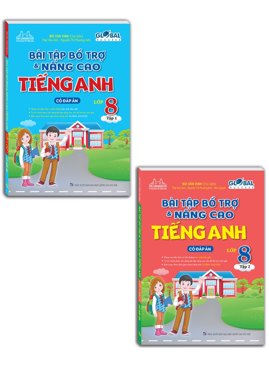 Combo The Langmaster - Bài Tập Bổ Trợ Và Nâng Cao Tiếng Anh Lớp 8 - Tập 1 + 2 (Có Đáp Án) - Global Success (Bộ 2 Cuốn)