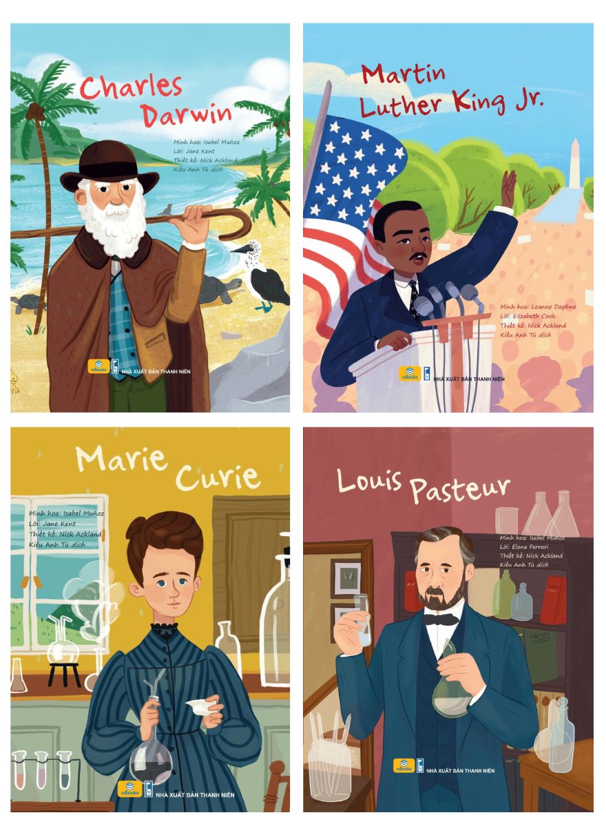 Nd - Combo Sách Danh Nhân - Về Khoa Học, Nhân Quyền: Charles Darwin + Marie Curie + Louis Pasteur + Martin Luther King Jr. (Bộ 4 Cuốn)