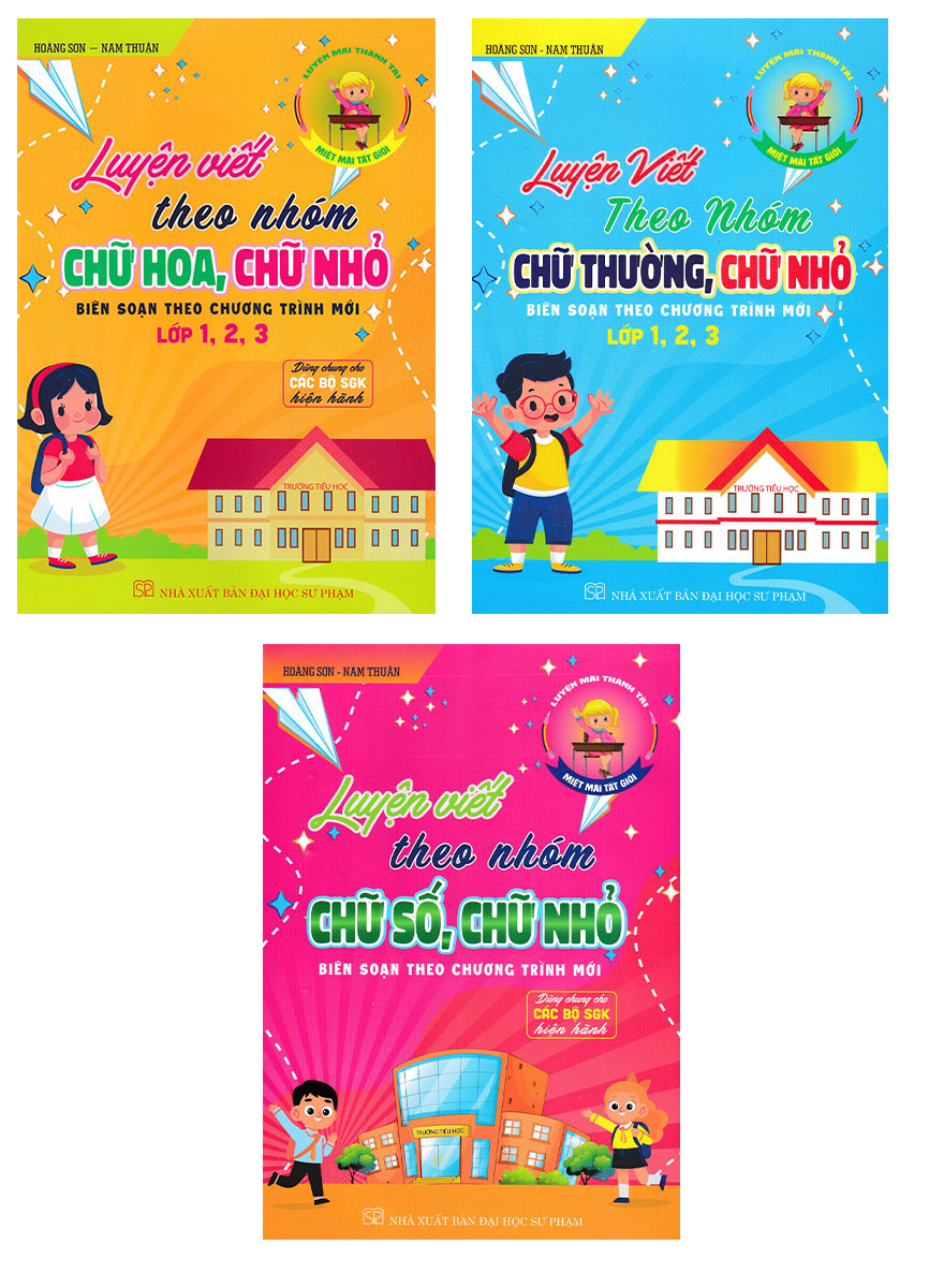 Combo Luyện Viết Chữ Theo Nhóm: Chữ Thường, Chữ Nhỏ + Chữ Hoa, Chữ Nhỏ + Chữ Số, Chữ Nhỏ (Bộ 3 Cuốn, Khổ 17x24)