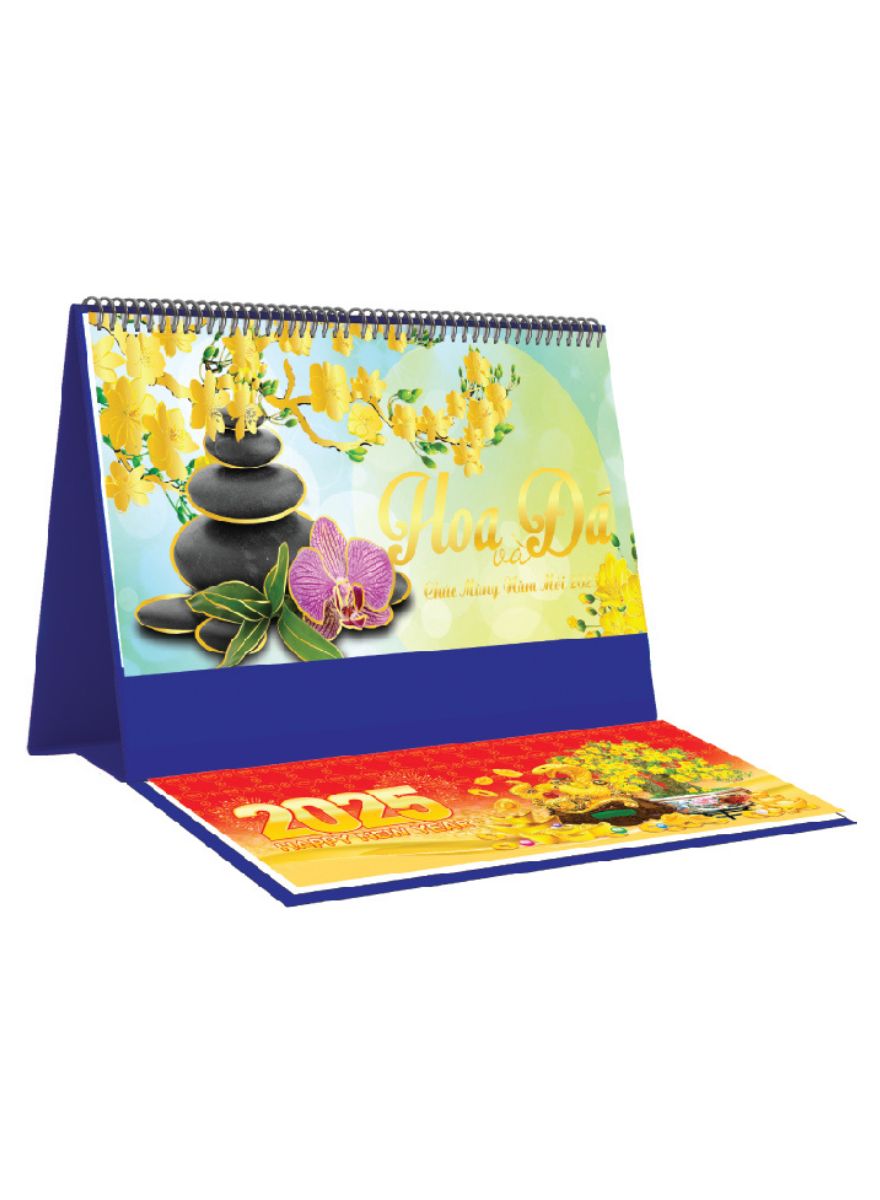 Lịch Để Bàn Ngang 2025 Có Note (25 X 12 Cm) - Hoa Và Đá - Nskv271B