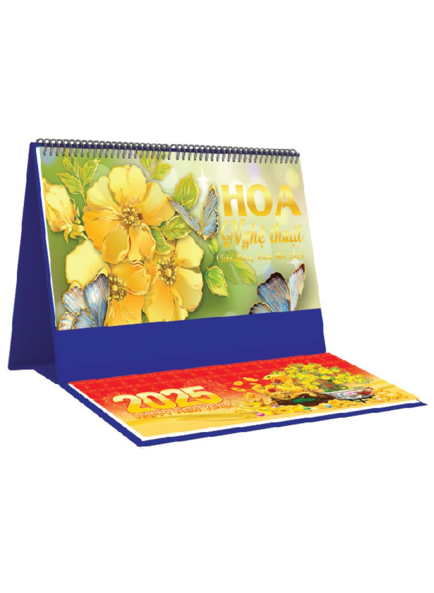 Lịch Để Bàn Ngang 2025 Có Note (25 X 12 Cm) - Hoa Nghệ Thuật - Nskv270B